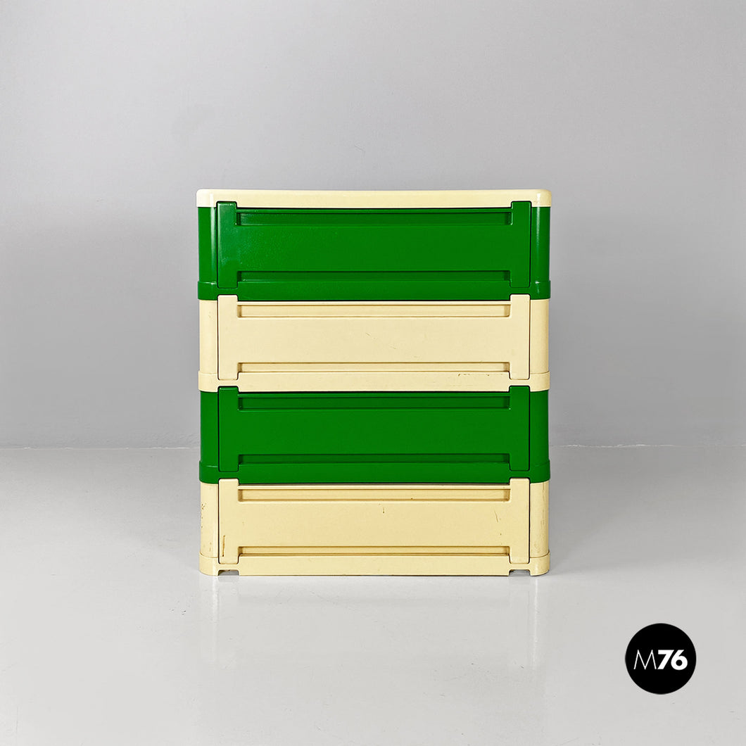 Green and dirty white 4964 chest of drawers by Olaf Von Bohr for Kartell, 1970s