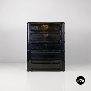 Black 4964 chest of drawers by Olaf Von Bohr for Kartell, 1970s