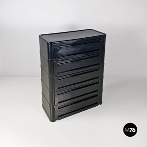 Black 4964 chest of drawers by Olaf Von Bohr for Kartell, 1970s