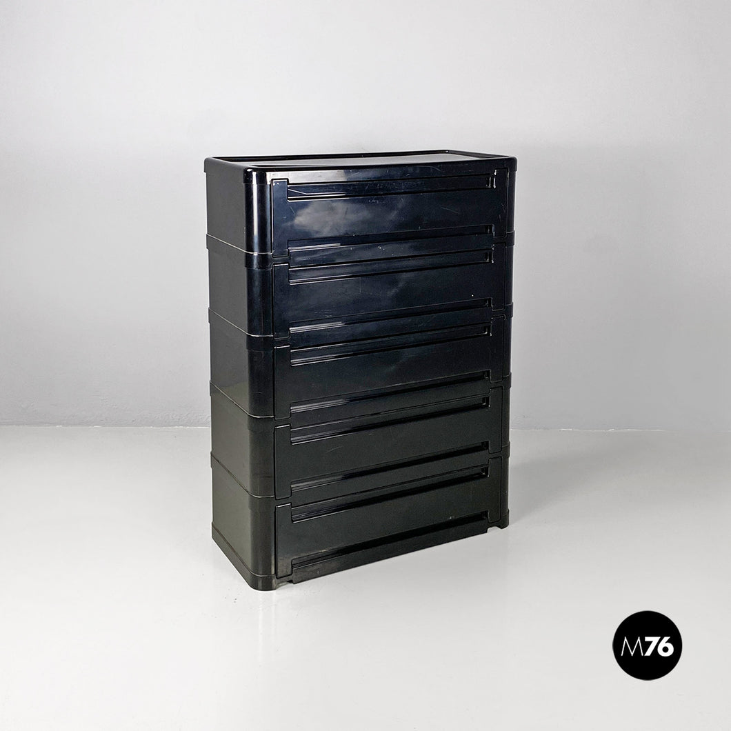 Black 4964 chest of drawers by Olaf Von Bohr for Kartell, 1970s