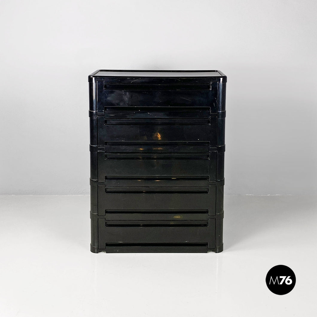 Black 4964 chest of drawers by Olaf Von Bohr for Kartell, 1970s