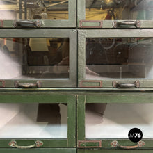 Load image into Gallery viewer, Green wood and glass chest of drawers, 1940s
