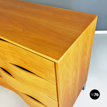 Load image into Gallery viewer, Solid wood and metal chest of drawers with curved front, 1980s

