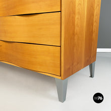 Load image into Gallery viewer, Solid wood and metal chest of drawers with curved front, 1980s
