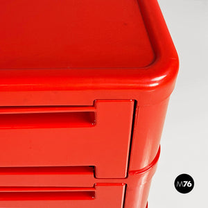 Red 4964 chest of drawers by Olaf Von Bohr for Kartell, 1970s