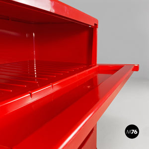 Red 4964 chest of drawers by Olaf Von Bohr for Kartell, 1970s