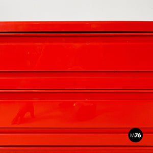 Red 4964 chest of drawers by Olaf Von Bohr for Kartell, 1970s