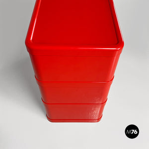 Red 4964 chest of drawers by Olaf Von Bohr for Kartell, 1970s