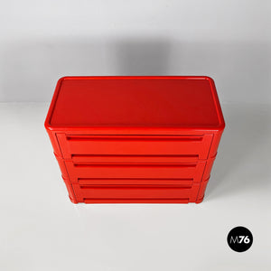 Red 4964 chest of drawers by Olaf Von Bohr for Kartell, 1970s