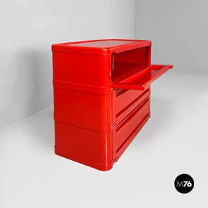 Red 4964 chest of drawers by Olaf Von Bohr for Kartell, 1970s