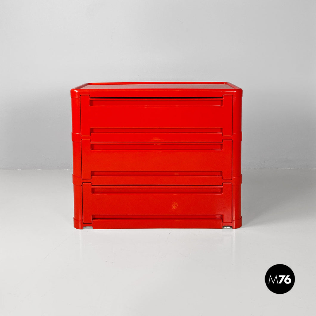 Red 4964 chest of drawers by Olaf Von Bohr for Kartell, 1970s