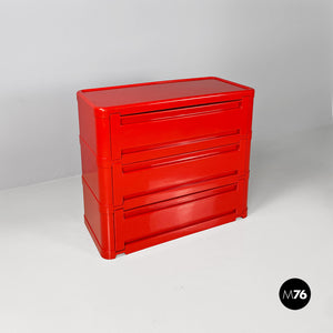 Red 4964 chest of drawers by Olaf Von Bohr for Kartell, 1970s