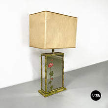 Charger l&#39;image dans la galerie, Table lamp with mirrors and floral decorations, 1970s
