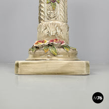 画像をギャラリービューアに読み込む, Ceramic column pedestal with flowers, 1970s
