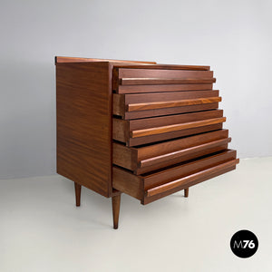 Wooden chest of drawers with five drawers, 1960s