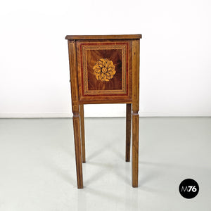 Wooden bedside tables with inlaid decorations, 1750s