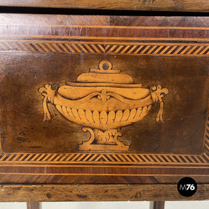 Wooden bedside tables with inlaid decorations, 1750s