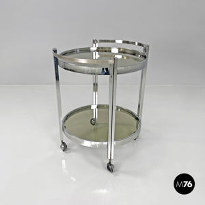 Two tops chromed metal and smoked glass cart, 1970s