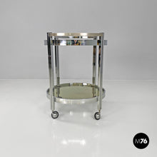 Load image into Gallery viewer, Two tops chromed metal and smoked glass cart, 1970s
