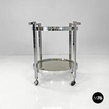 Charger l&#39;image dans la galerie, Two tops chromed metal and smoked glass cart, 1970s
