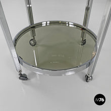 Load image into Gallery viewer, Two tops chromed metal and smoked glass cart, 1970s
