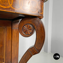 Load image into Gallery viewer, Console table in wood and marble with inlay decorations, 1840
