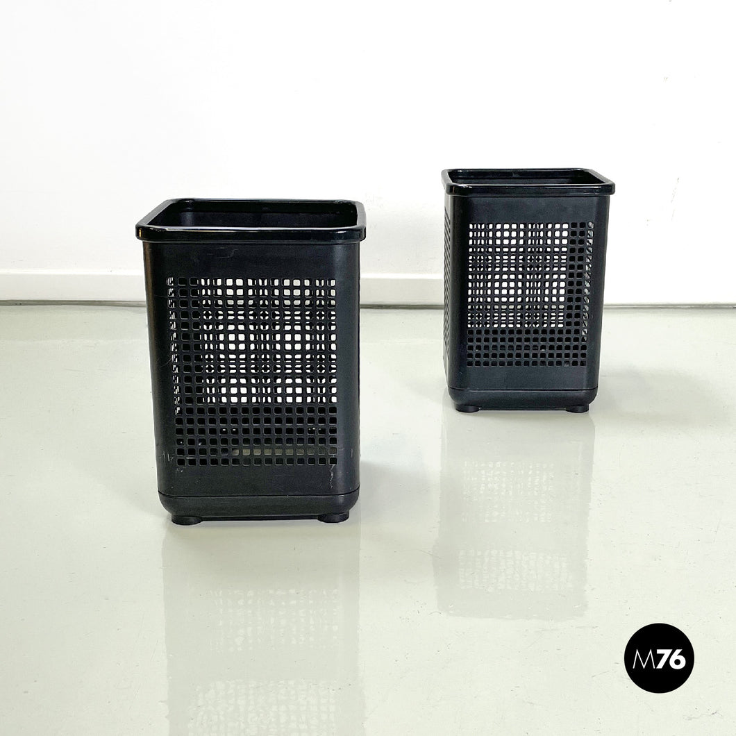 Office bins in black metal and plastic by Neolt, 1980s