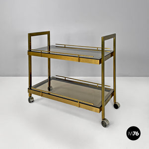 Brass and smoked glass cart, 1980s