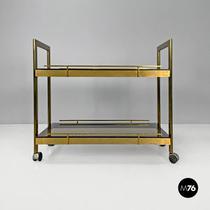 Brass and smoked glass cart, 1980s