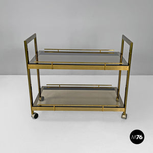 Brass and smoked glass cart, 1980s