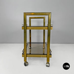 Brass and smoked glass cart, 1980s