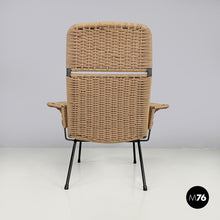 Load image into Gallery viewer, Armchairs in metal and beige rope, 1960s
