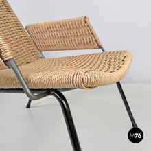 Load image into Gallery viewer, Armchairs in metal and beige rope, 1960s
