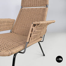 Load image into Gallery viewer, Armchairs in metal and beige rope, 1960s
