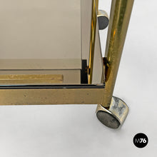 Charger l&#39;image dans la galerie, Brass and smoked glass cart, 1980s
