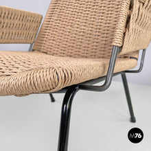 Load image into Gallery viewer, Armchairs in metal and beige rope, 1960s
