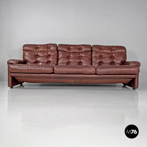 Brown leather sofa Coronado by Afra and Tobia Scarpa for B&B, 1970s