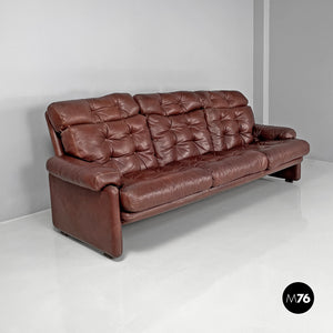 Brown leather sofa Coronado by Afra and Tobia Scarpa for B&B, 1970s