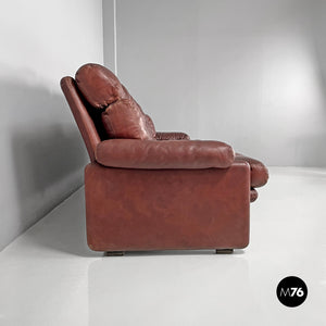 Brown leather sofa Coronado by Afra and Tobia Scarpa for B&B, 1970s