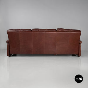 Brown leather sofa Coronado by Afra and Tobia Scarpa for B&B, 1970s