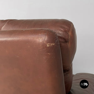 Brown leather sofa Coronado by Afra and Tobia Scarpa for B&B, 1970s