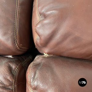 Brown leather sofa Coronado by Afra and Tobia Scarpa for B&B, 1970s