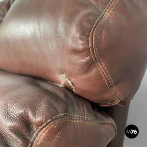 Brown leather sofa Coronado by Afra and Tobia Scarpa for B&B, 1970s