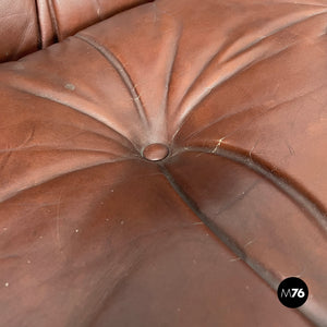 Brown leather sofa Coronado by Afra and Tobia Scarpa for B&B, 1970s