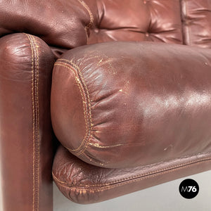 Brown leather sofa Coronado by Afra and Tobia Scarpa for B&B, 1970s