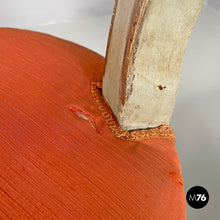 Load image into Gallery viewer, Green and gold wooden chairs with orange cushions, 1700s
