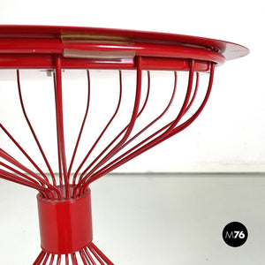 Coffee table in red lacquered metal, 1980s