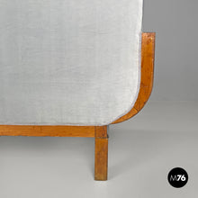 Load image into Gallery viewer, Sofa in wood and light blue pastel velvet, 1930s
