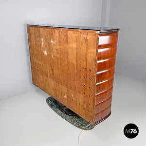 Wood and green marble bar cabinet with Japanese style painting, 1940s