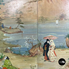 Load image into Gallery viewer, Wood and green marble bar cabinet with Japanese style painting, 1940s
